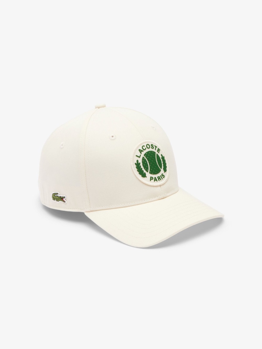 Lacoste Cream Adjustable Twill Baseball Cap with Green Tennis Crest